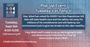 Pop-Up Tuesday at Tony Weid’s Office September 9th